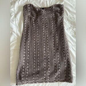 Sparkle & Fade Taupe Crocheted Dress